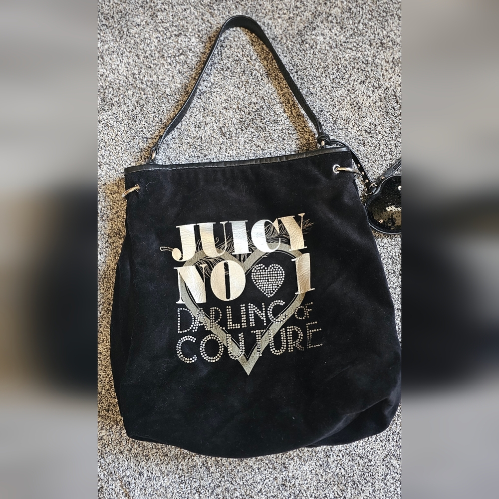 Juicy Couture Black and Silver Shoulder Bag